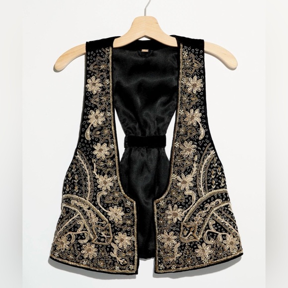 Free People Jackets & Blazers - Free People Giselle Bohemian Velvet Beaded Vest, MED NWOT